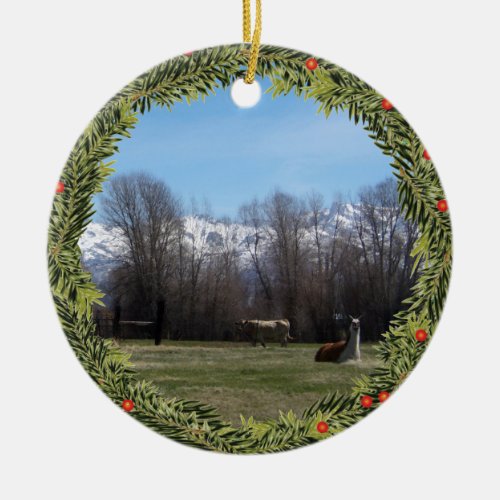 Wreath Livestock and Ruby Mountains Ceramic Ornament