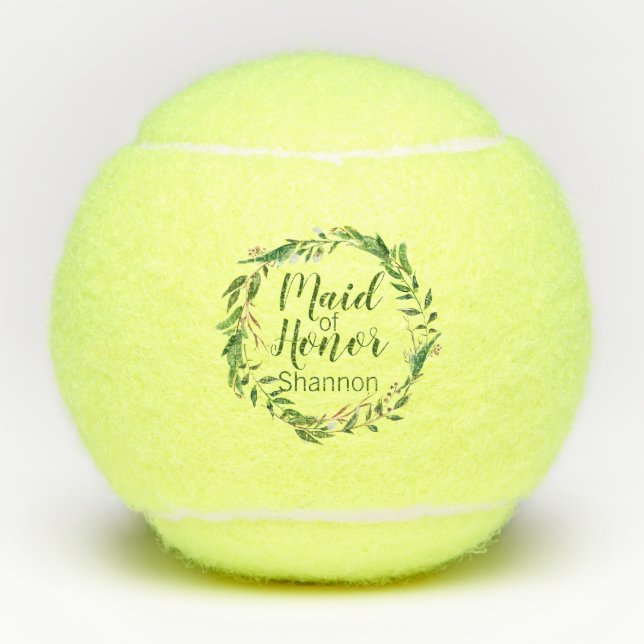 Wreath Maid of Honor Wedding Gift Tennis Balls (Front)