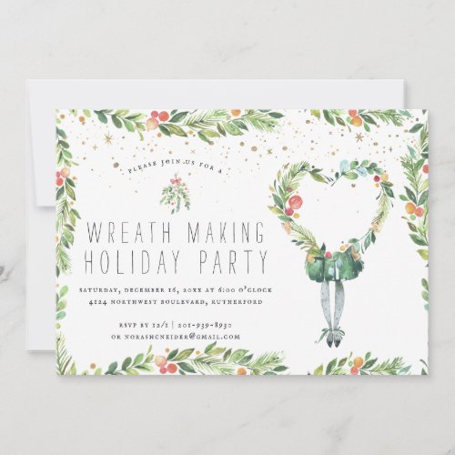Wreath Making  Holiday Party Invitation
