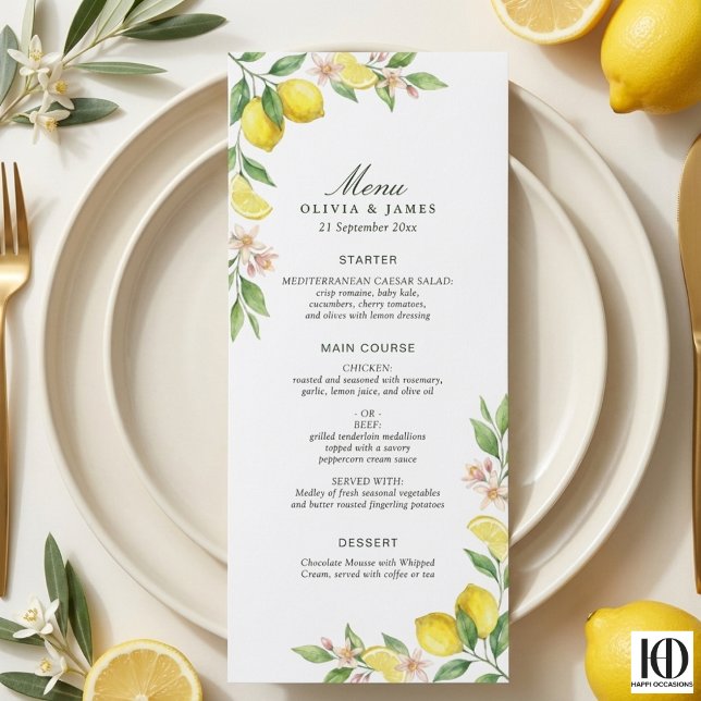 Wreath Mediterranean Citrus Wedding Menu (Creator Uploaded)