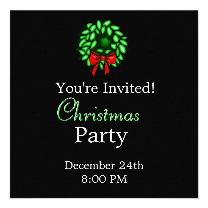 Wreath   Merry Christmas Party Invitation