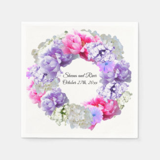 Wreath Mixed Floral Wedding Paper Napkins