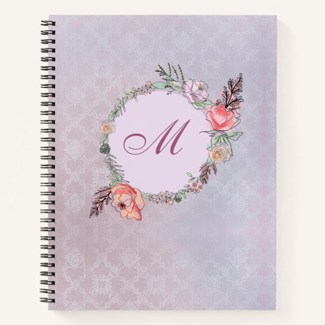 Wreath Modern Floral Watercolor Pattern Notebook (Front)