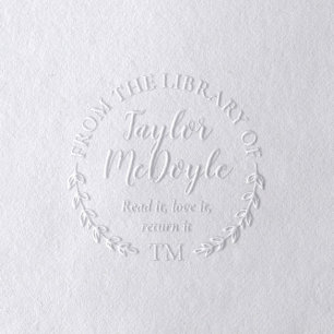 Wreath Monogram Return It From the Library Of Embosser