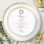 Wreath Monogram Wedding Menu Cards Burgundy<br><div class="desc">A simple chic calligraphy wedding menu card. I do offer a free customisation service,  if you have any questions or special requests,  please feel free to contact me.</div>