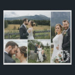 Wreath Monogram Wedding Photo Collage Faux Canvas Print<br><div class="desc">Romantic faux canvas to which you can add four of your wedding photos in different dimensions with your initial inside a berry wreath in the bottom right corner. Photo collage faux canvas personalized with wedding photos and monogram.</div>