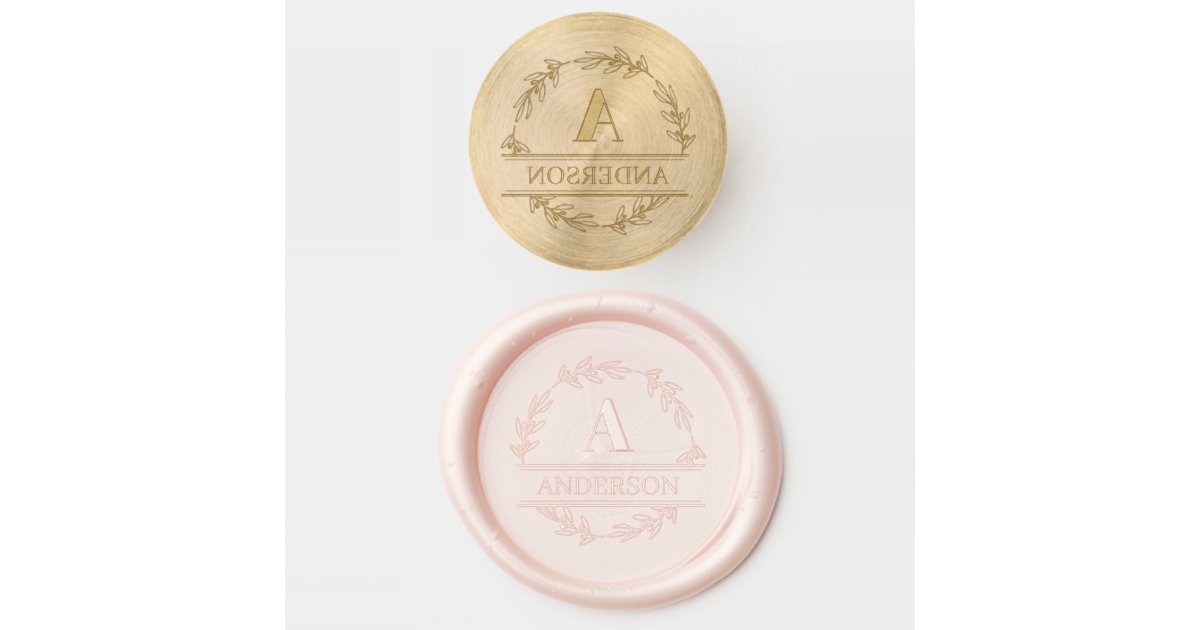 Wreath Monogram Wedding Wax Seal Stamp Zazzle