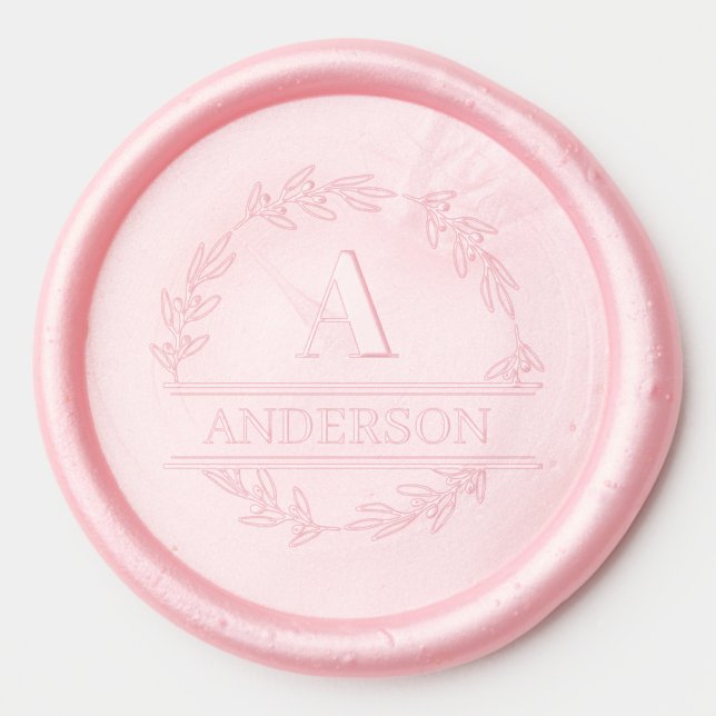 Wreath Monogram Wedding  Wax Seal Sticker (Front)