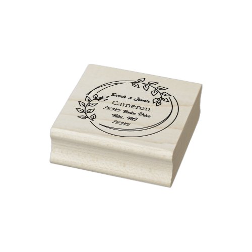 Wreath Name and Address Rubber Stamp