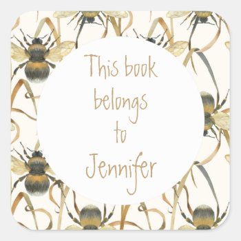Wreath Of Bees Custom Library Book Plate by countrymousestudio at Zazzle