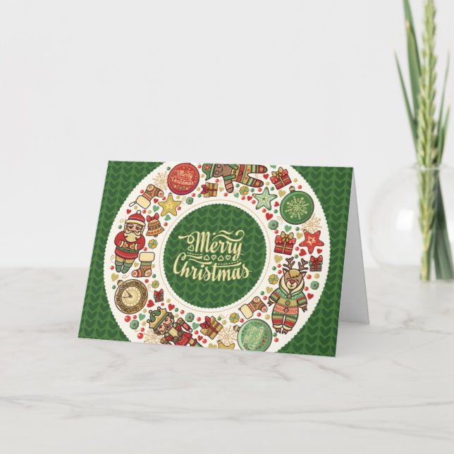 Wreath of Cheer Vintage Christmas Greeting Card (Front)