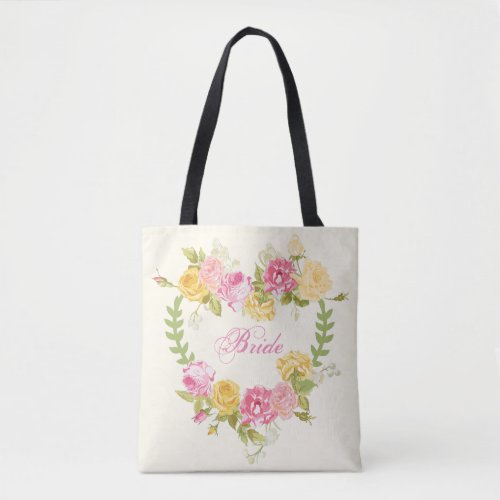 Wreath of Colorful Roses Tote Bag