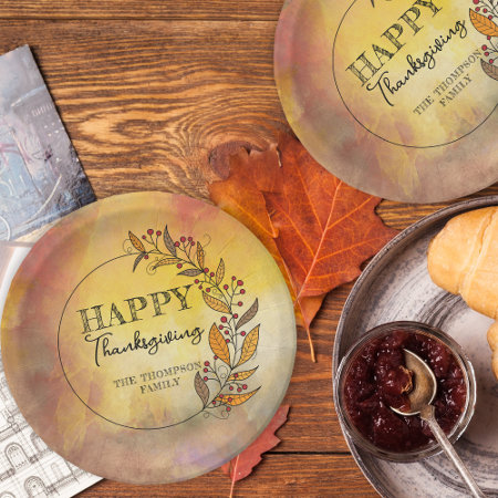 Wreath Of Doodle Leaves and Berries Thanksgiving 
