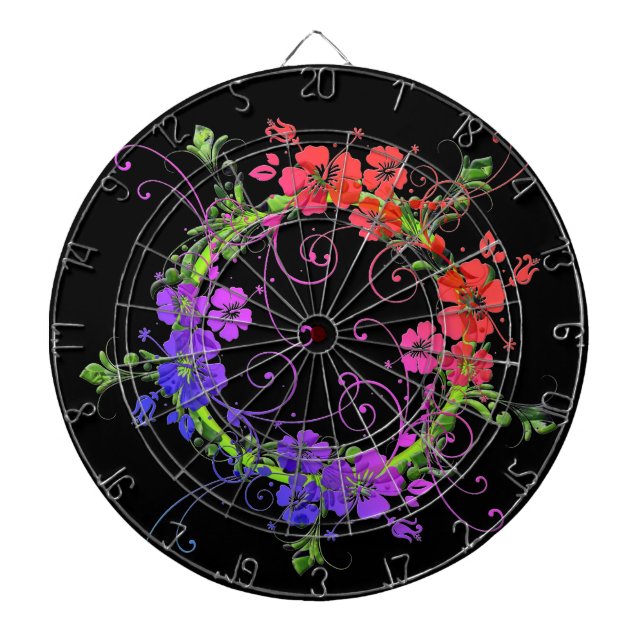 Wreath of Flowers Dart Board (Front)