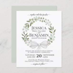 Wreath of Greenery BUDGET Wedding Invitation