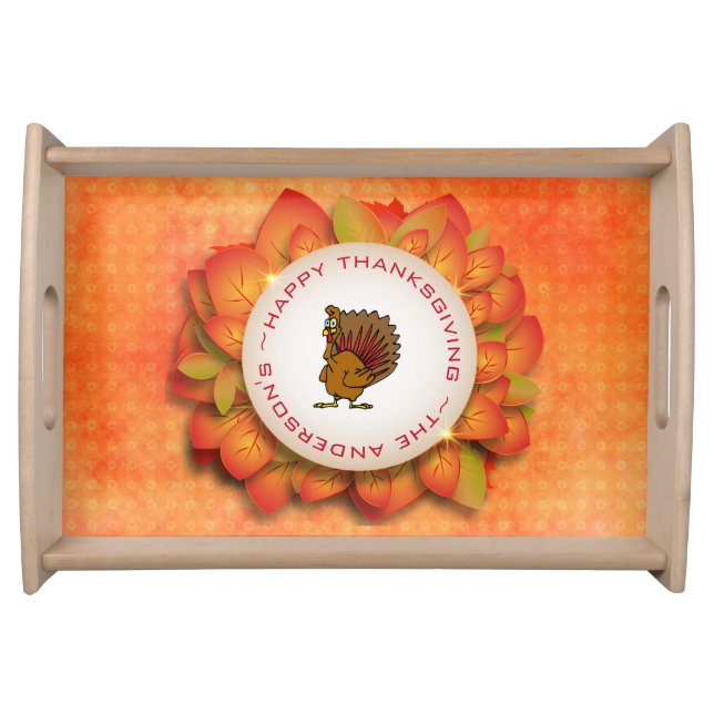 Wreath of Leaves And Turkey Serving Tray (Front)