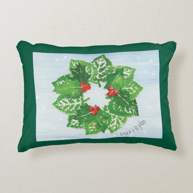 Wreath of Leaves - KIds Art for CHOC Accent Pillow (Front)