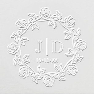 Wreath of Roses Two Initial Wedding Monogram CO2 Embosser