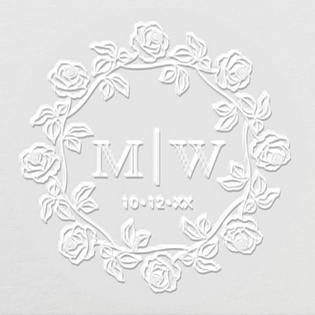 Wreath of Roses Two Initial Wedding Monogram CO Embosser (Design)