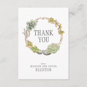 Wreath of Succulents, Twigs and Stones Thank You Card