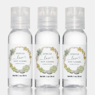 Wreath of Succulents, Twigs and Stones Wedding Hand Sanitizer