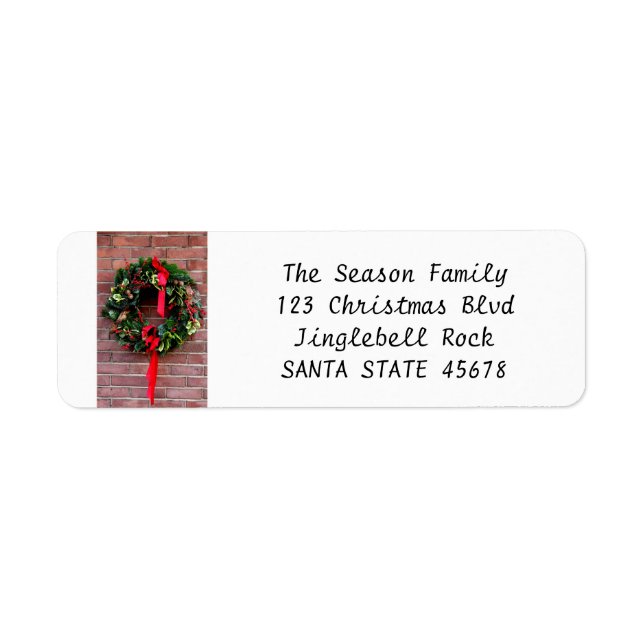 Wreath on bricks Christmas address label (Front)