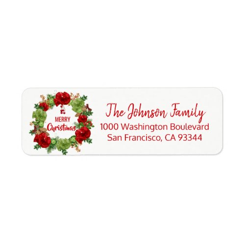 Wreath Ornaments Holiday Christmas Return Address Label