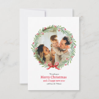 Wreath Photo Christmas Holiday Greeting Card