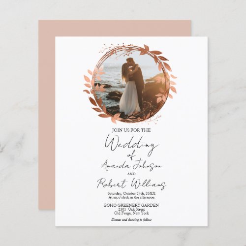 Wreath Rose Gold Foil Calligraphy Photo Wedding In