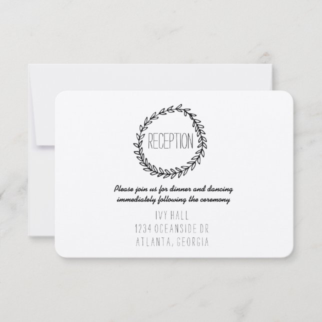 Wreath Rustic Kraft Reception Invitation (Front)