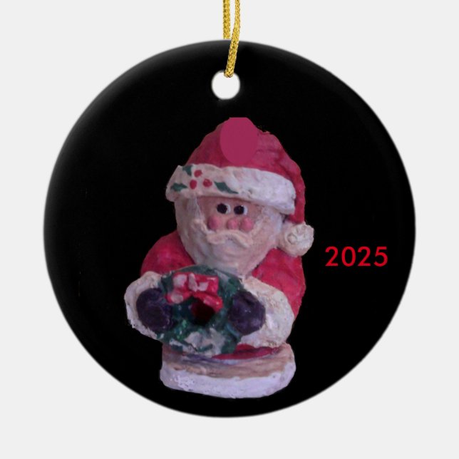WREATH SANTA 2018 COLLECTOR CHRISTMAS  CERAMIC ORNAMENT (Front)