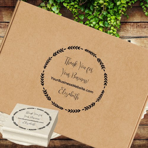 Wreath Thank You For Your Business Website Name Rubber Stamp