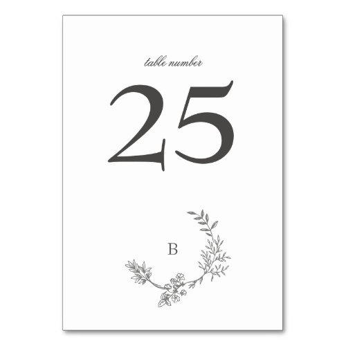 Wreath Traditional Floral Wreath Minimal Monogram Table Number