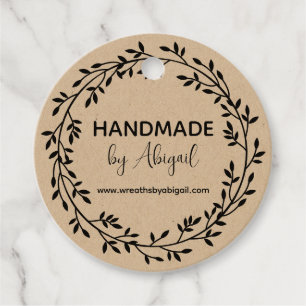 Wreath Vines Handmade Handcrafted Business Favor Tags
