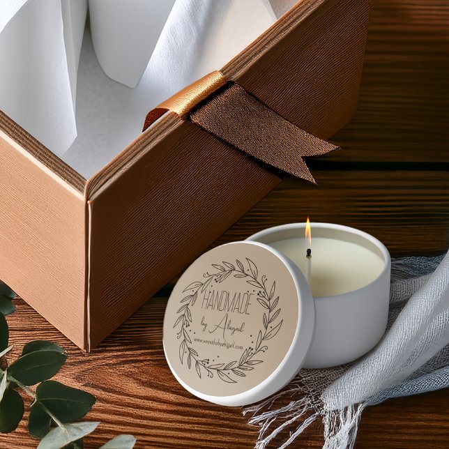 Wreath Vines Handmade | Handcrafted Business Promo Mini Candle Favors (Wreath and Vines "Handmade" Handcrafted Business Promo Mini Candle Favors)