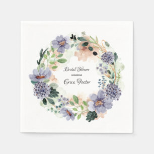 Wreath Watercolor Floral Bridal Shower Napkins