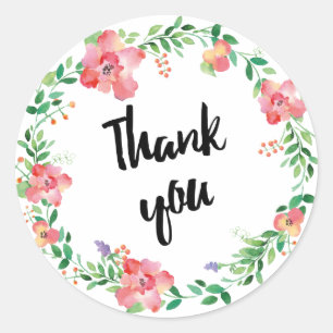 Wreath watercolors flowers classic round sticker