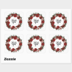 Wreath Wedding Flowers Floral Arrangement Postage Square Sticker