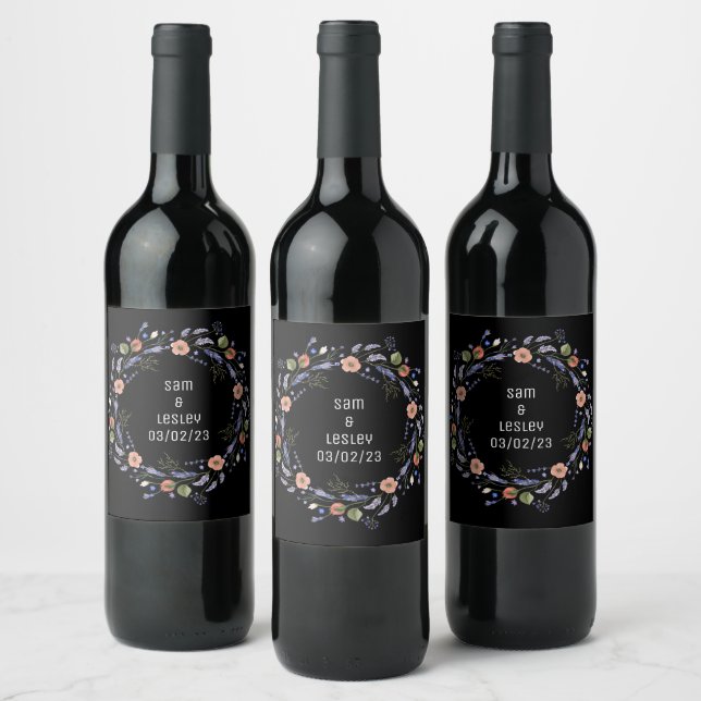 Wreath Wedding Flowers Floral Arrangement Sticker (Bottles)