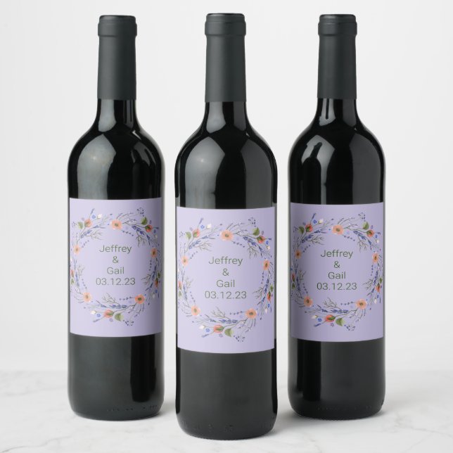 Wreath Wedding Flowers Floral Arrangement Sticker (Bottles)