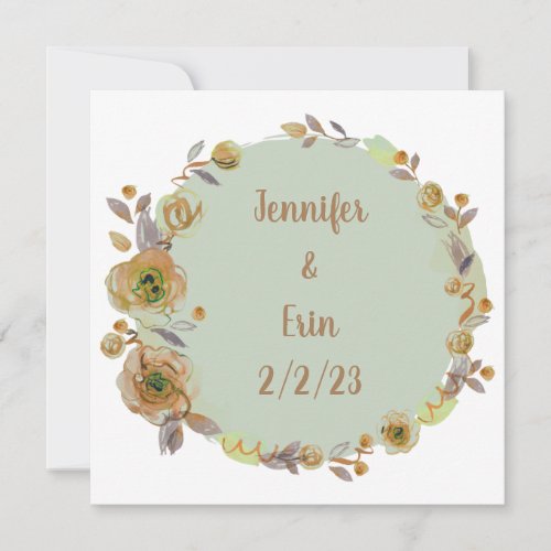 Wreath Wedding Flowers Floral Vector Thank You Invitation