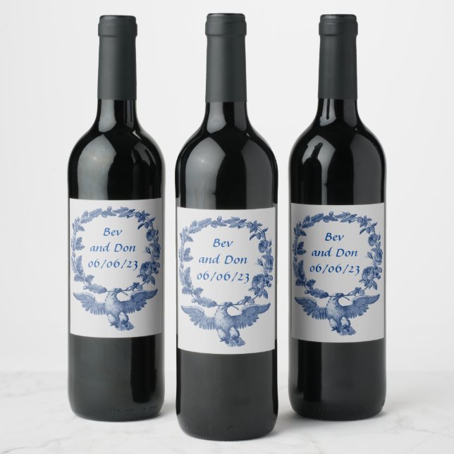 Wreath Wedding Flowers Floral Vector Thank You Wine Label (Bottles)