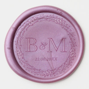 Wreath Wedding Logo Initial Letters Monogram Wax Seal Sticker