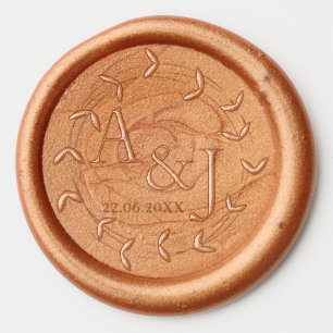 Wreath Wedding Logo Initial Letters Monogram Wax Seal Sticker