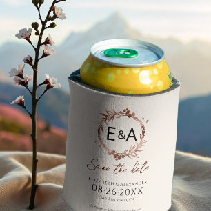 Wreath Wildflower Spring Wedding Save The Date Can Cooler