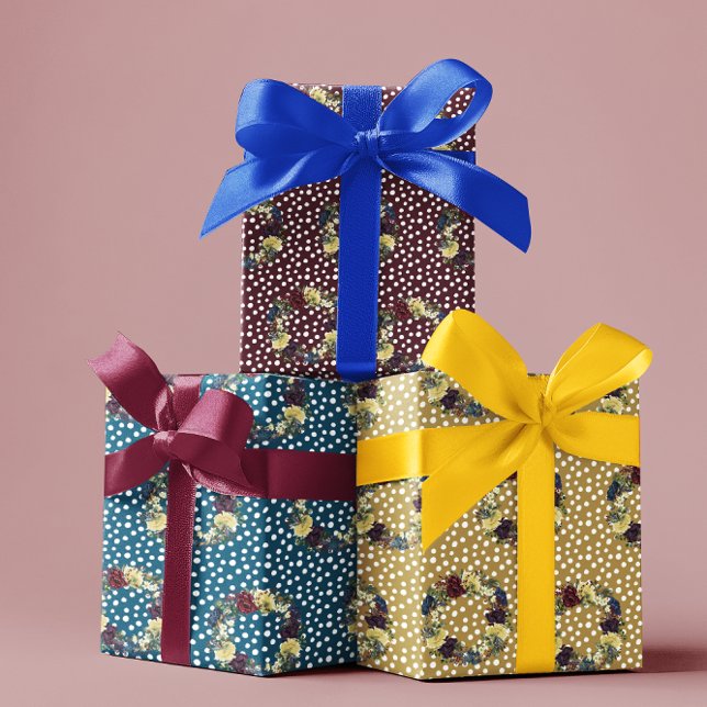 Wreath Winter Holiday Floral Flower Wrapping Paper Sheets (Creator Uploaded)