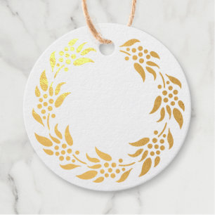 Wreath with Berries Foil Favor Tags