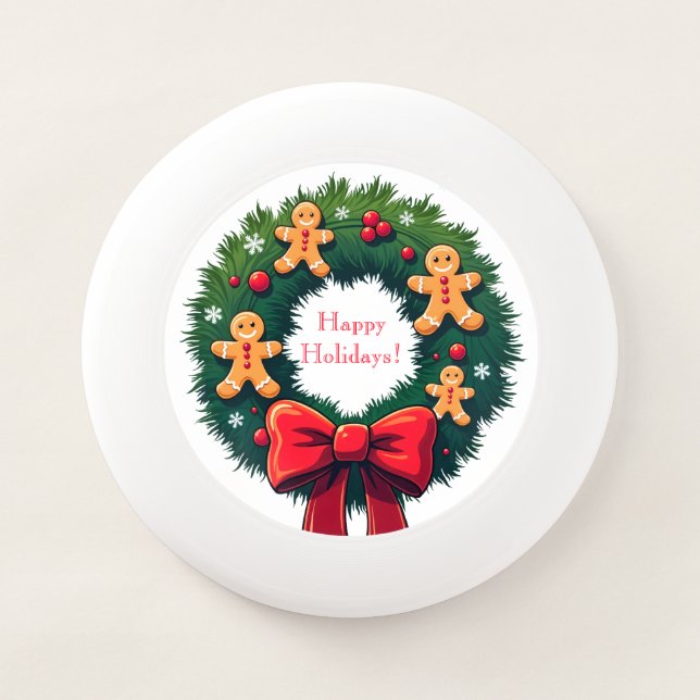 Wreath with Gingerbread Men Wham-O Frisbee (Front)