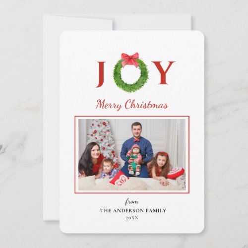 Wreath with JOY Christmas holiday photo