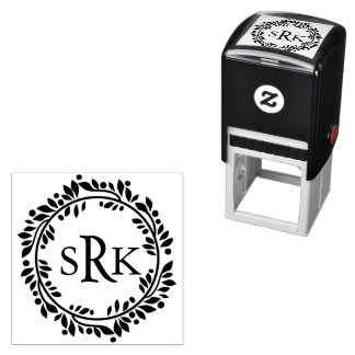 Wreath with Monogram Self-inking Stamp